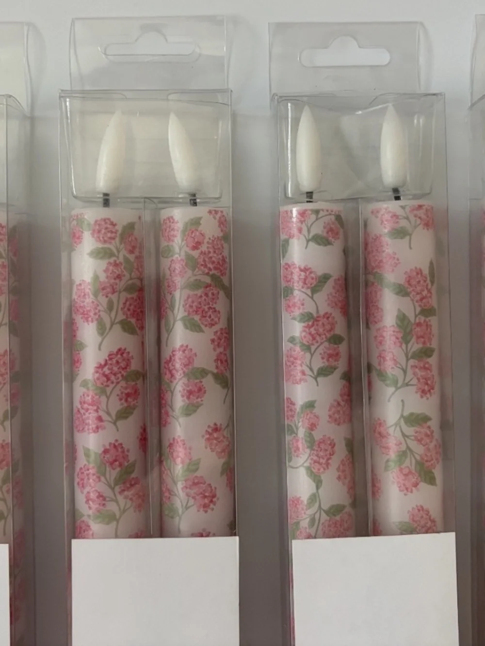 New Kirkland's Pink Hydrangea Taper Candles Timer Flameless 9 Inch (8 total)